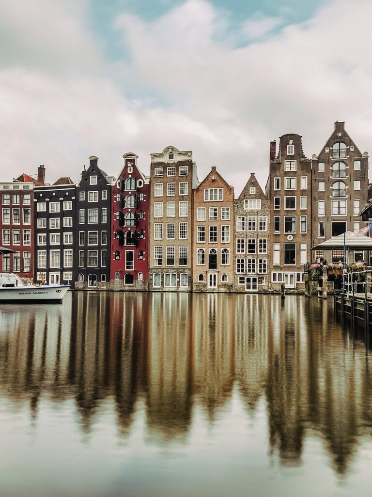 buildings, nature, lake, reflections, urban, city, amsterdam, netherlands, phone wallpaper, aesthetic wallpaper, iphone wallpaper